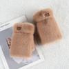 Fuzzy Faux Mink Half-Finger Gloves Women Winter Warm Touchscreen Compatible Streetwear Accessory