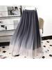 2025 Women's Starry Sky Sequin Gradient Mesh Skirt - High Waist, Mid-Length, Large Hem for Autumn/Winter