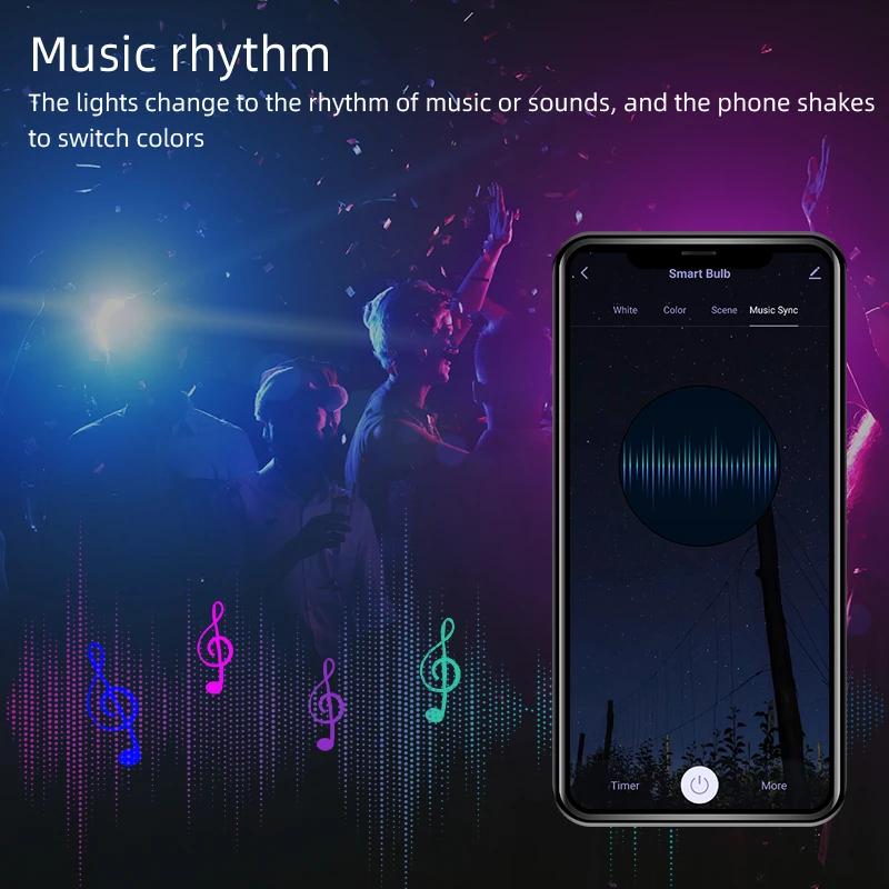 Tuya WiFi Smart LED Bulb E27 Base RGBCW 85-265V Voltage Music Sync Bedroom Table Lamp Ambient Light