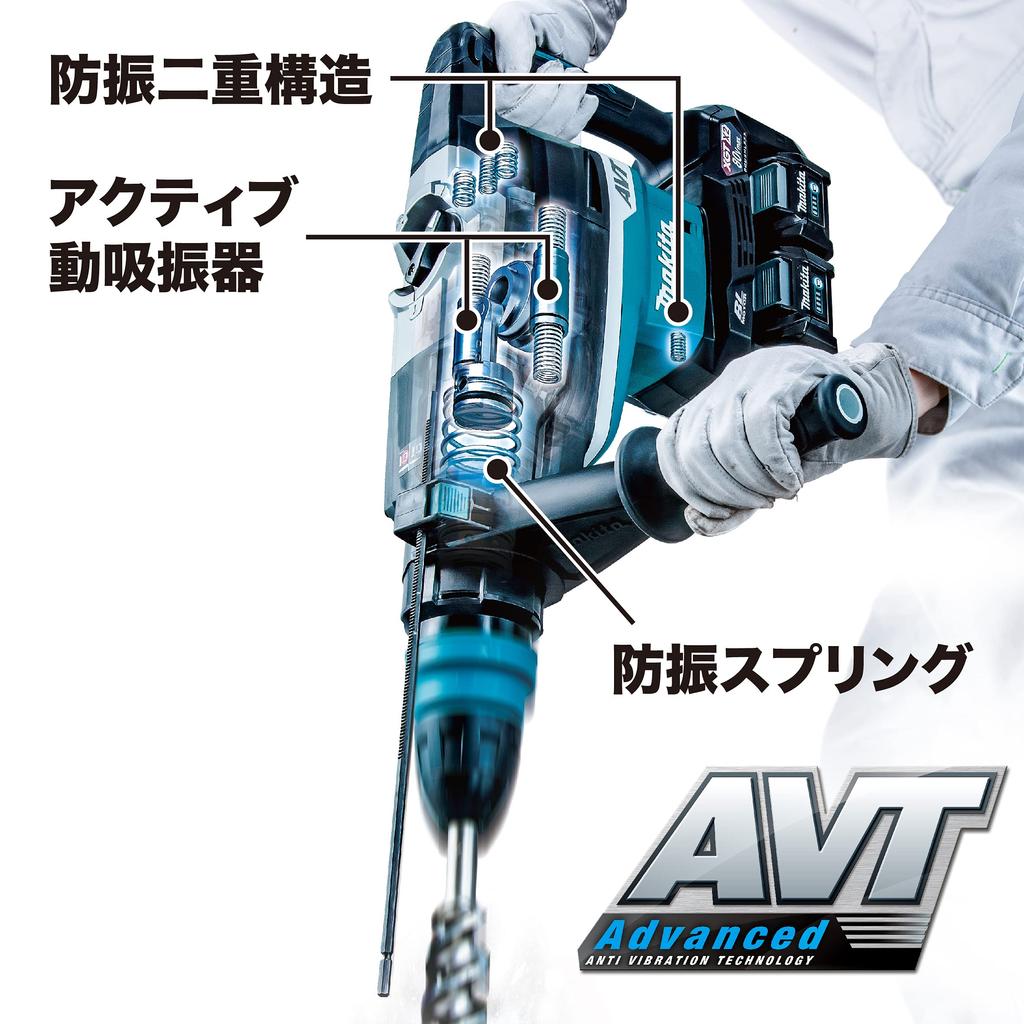 Makita 52mm Rechargeable Hammer Drill 80Vmax Battery and Charger Sold Separately Case Included HR006GZK Blue