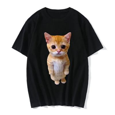 Short Sleeve Tee Cartoon Summer Accessories Round Neck Woman Clothing Kitten Women Tops Loose Women's T-shirt Streetwear Female