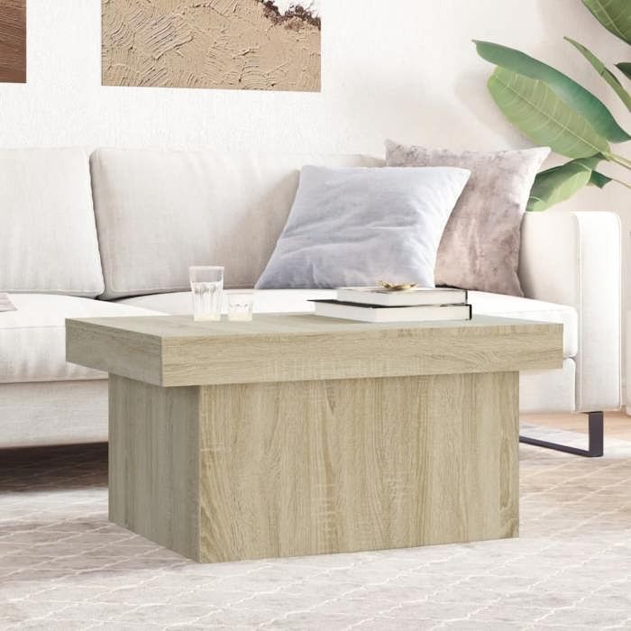 VidaXL Table basse chêne sonoma 80x55x40 cm bois d'ingénierie, table latérale, table de salon, table d'accent, bout de 840865