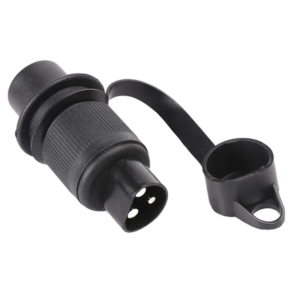 12V 3 Pin 3 Pole Plug-in Trailer Socket Connector Round Trailer Tractor Plug for Electrical Caravan Truck Agricultural Machinery