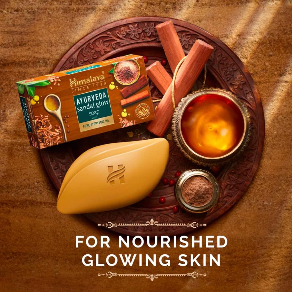 Himalaya Ayurveda Sandal Glow Soap With Pure Sandalwood Oil For Nourished Glowing Skin 75g Bar Cleanser For Face And Body