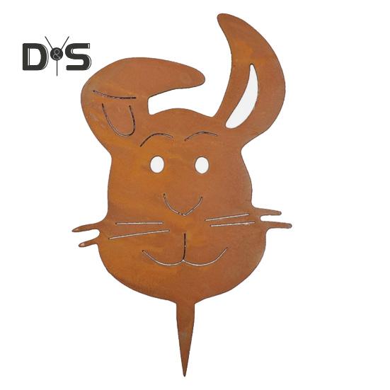 

Пасхальный кролик садовый колышек ржавый цвет металлический декоративный колышек ретро голова кролика открытый двор художественный декор вставка для садовой лужайки террасы M темно-коричневого