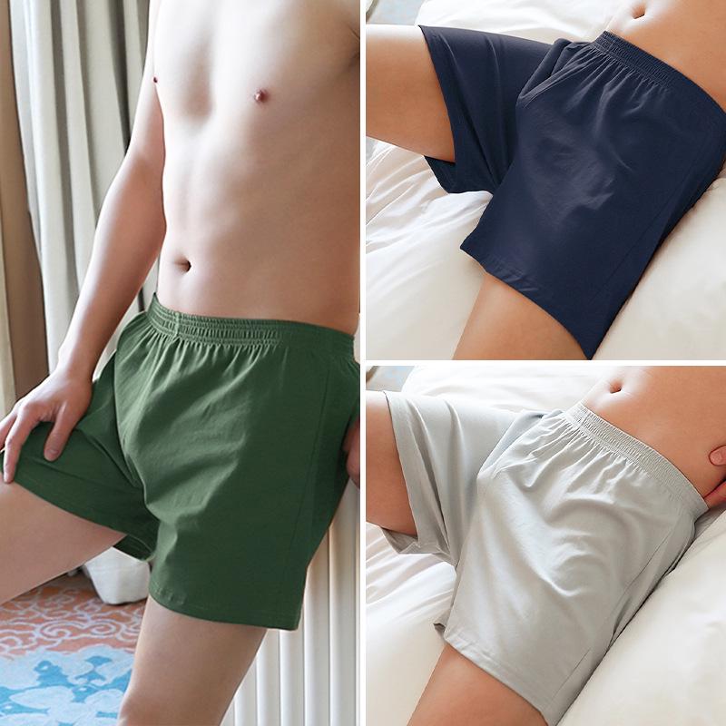 Men's Pure Cotton Loose Boxer Briefs - Summer Solid Color Trendy Four-Cornered Underwear