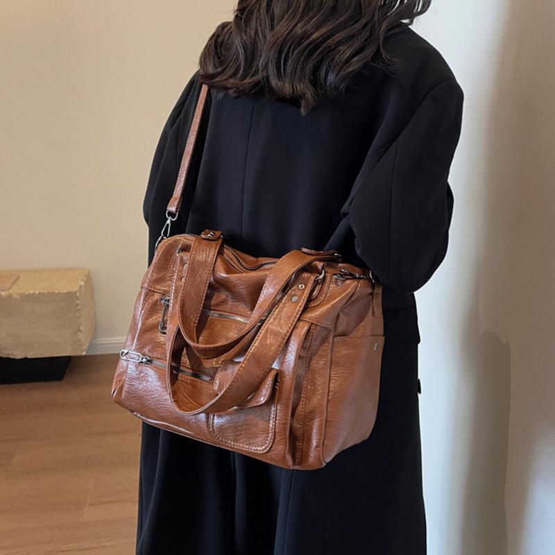 Vintage kabelka tote z PU kůže v evropském stylu Dámská velkokapacitní ležérní kabelka přes rameno crossbody Módní KTY