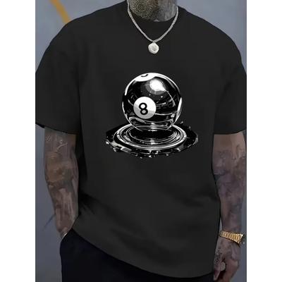 Men Billiards 8 Pattern Summer T-shirt Loose Everyday Top Simple Comfortable Cotton