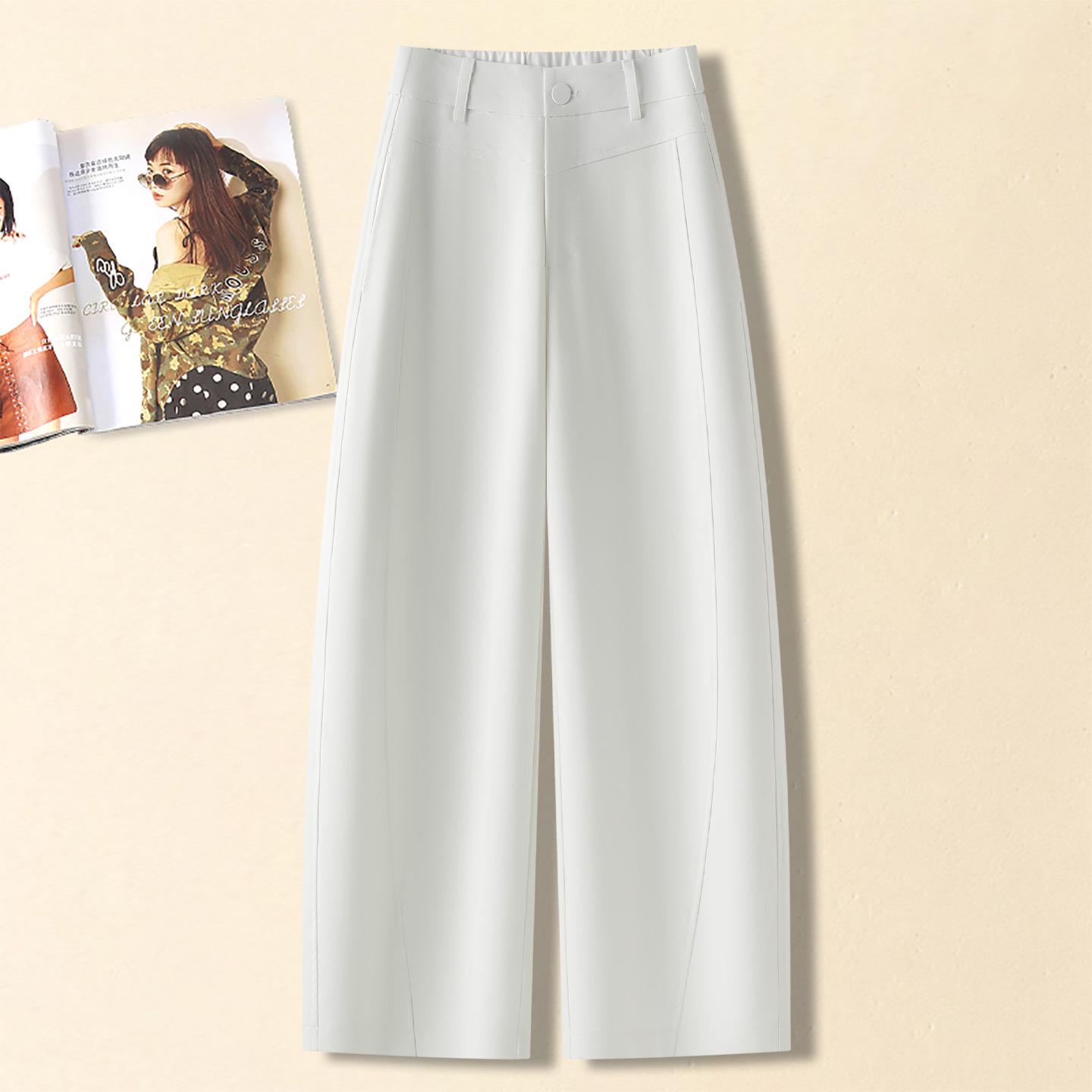 

Women s Fashionable 3D Cut Scythe High Waist Slimming Pants - Loose, Versatile, with Simple Pocket Design (2026) XL, 29 (115-125 lbs) грязно-белый
