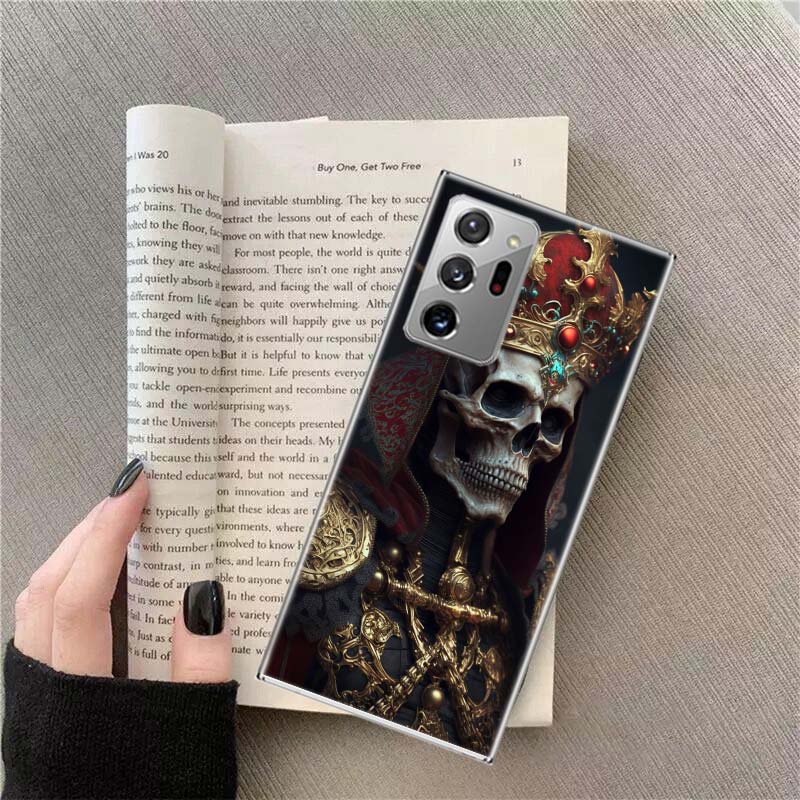 Crown Skeleton Emperor Phone Case For Samsung Galaxy S25 Edge S24 S23 FE S22 S26 Ultra S21 S20 S10 Plus Capa Soft