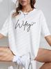 Wifey Letter Print Short Sleeve Crew Neck Casual Top For & Spring Wo