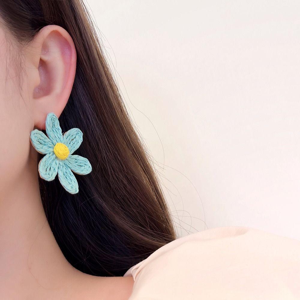 Exaggerated Shape Sunflower Earrings Ethnic Style Flower Stud Earrings  Holiday
