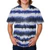 Unisex V Neck Short Sleeve Printed Scrub Top with Pocket and Tie Dye Pattern for Uniform