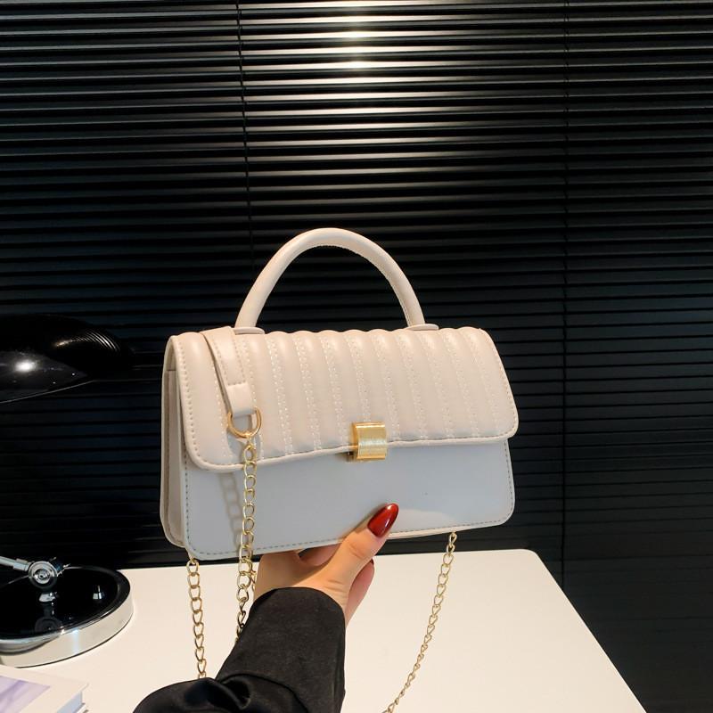 Trendy Striped Pu Leather Shoulder Bag For Women 2024 Cute Square Crossbody