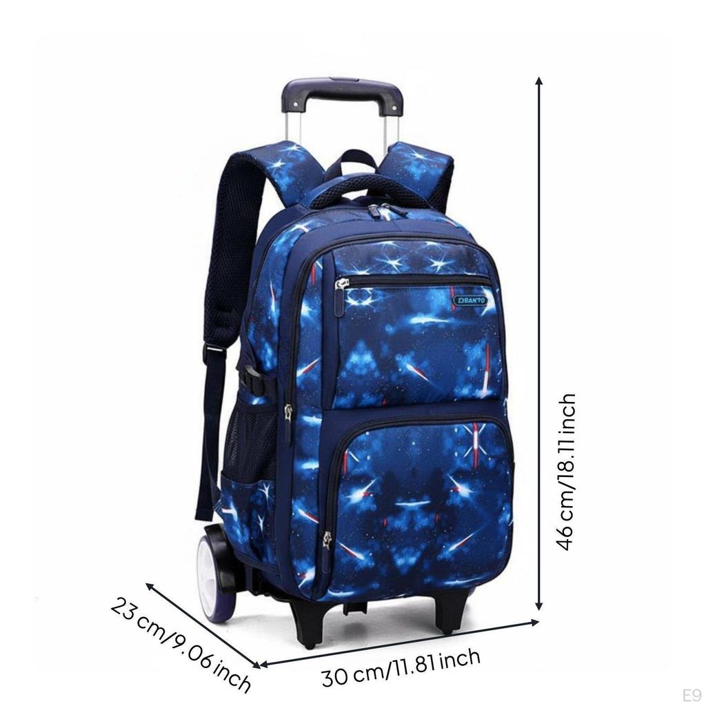 Large Capacity Rolling School Backpack Lightweight Kids Trolley for Students, Travel Black