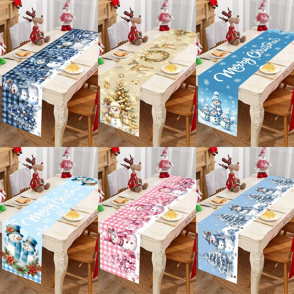 Christmas Table Runner Snowman Tablecloth Christmas Decorations for Home 2026 Navidad Noel Xmas Table Ornaments New Year 2026