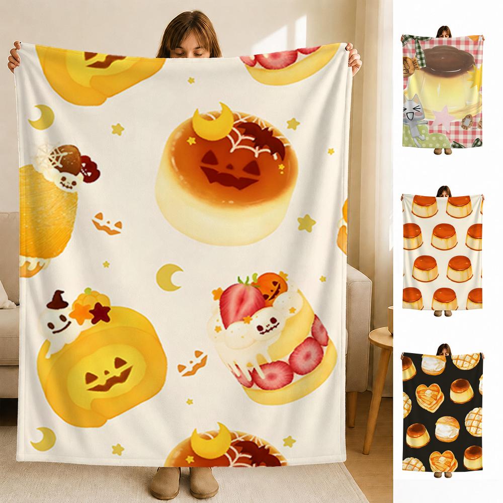 Food Ppudding Throw Soft Flannel Blanket for Bed Bedroom Sofa Picnic Throw Skinfriendly Breathable Gift Cover