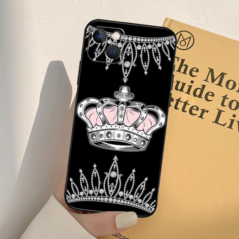 Queen King Crown Phone Case For iPhone 17 16 15 13 11 12 14 Pro Max mini XR 16e 15 16 Plus 17 Air Full Cover