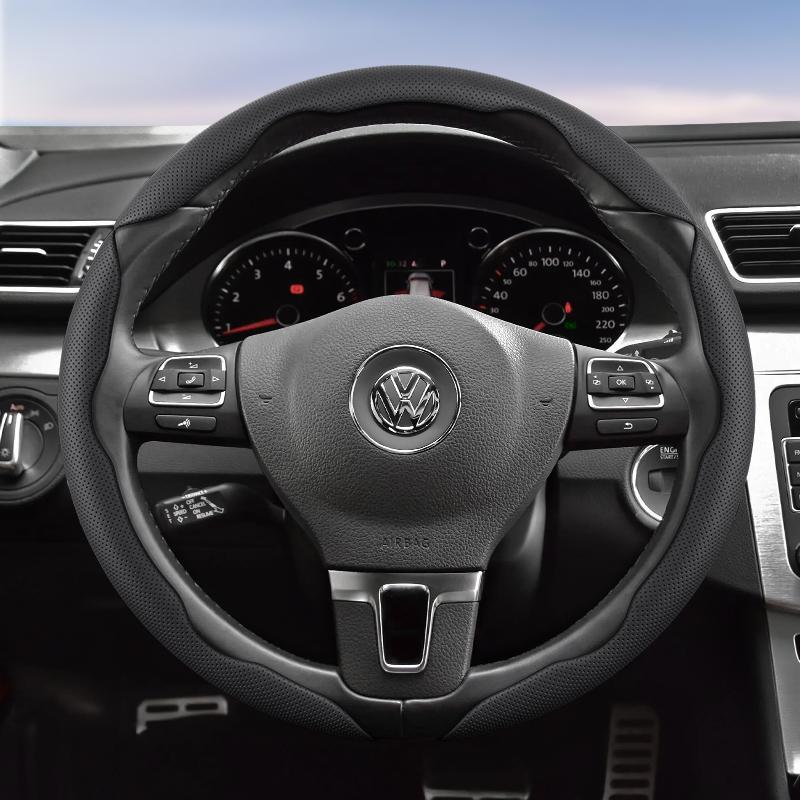 Suitable for Volkswagen Breathable Hole Leather Steering Wheel Cover Segmented Quick Release Design Non-Slip Durable Polo Golf 6 up Gol Scirocco