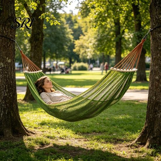 Reinforced Traction Rope Hammock with Breathable Ice Mesh Design Double Load Comfortable Outdoor Swing Bearing 200kg Anti-rollover Skin-friendly