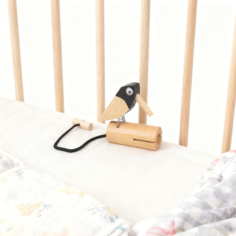 Orff Musical Instrument and Decorative Doorbell with Wood Pecker Design Wood Texture Suitable for Kids Playtimes Fun