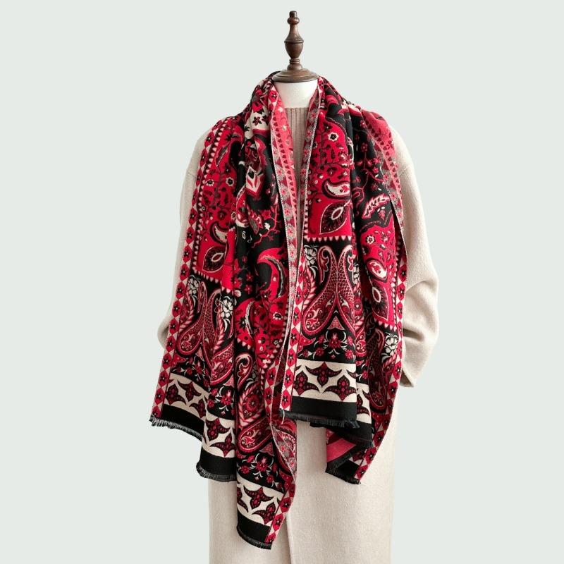 Women's shawl autumn and winter new imitation cashmere cashew flower scarf femininity long fringed double-sided scarf dual-purpose