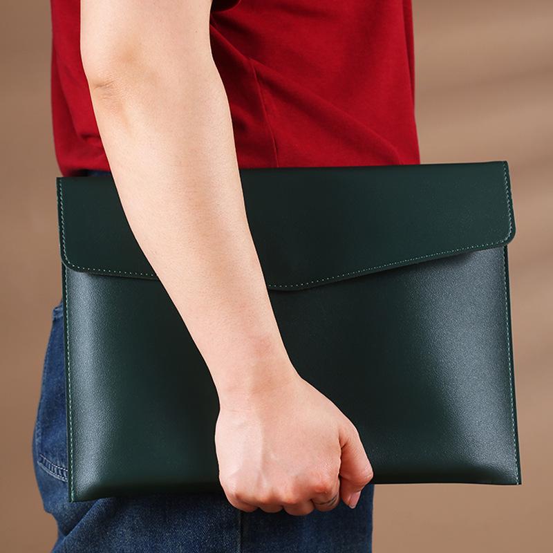 A4/A5 PU Leather Magnetic Document Bag - Large Capacity Storage for Business and Office.