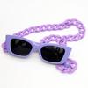 Fashionable Cat Eye Purple Chain Trendy Y2k Style Women's Sunglasses Suitable for Party Street Wear