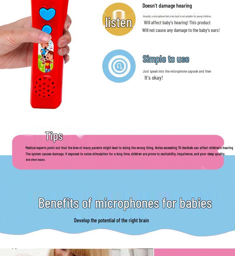 Children's Karaoke Toy Microphone Amplifier for Early Education and Music Play