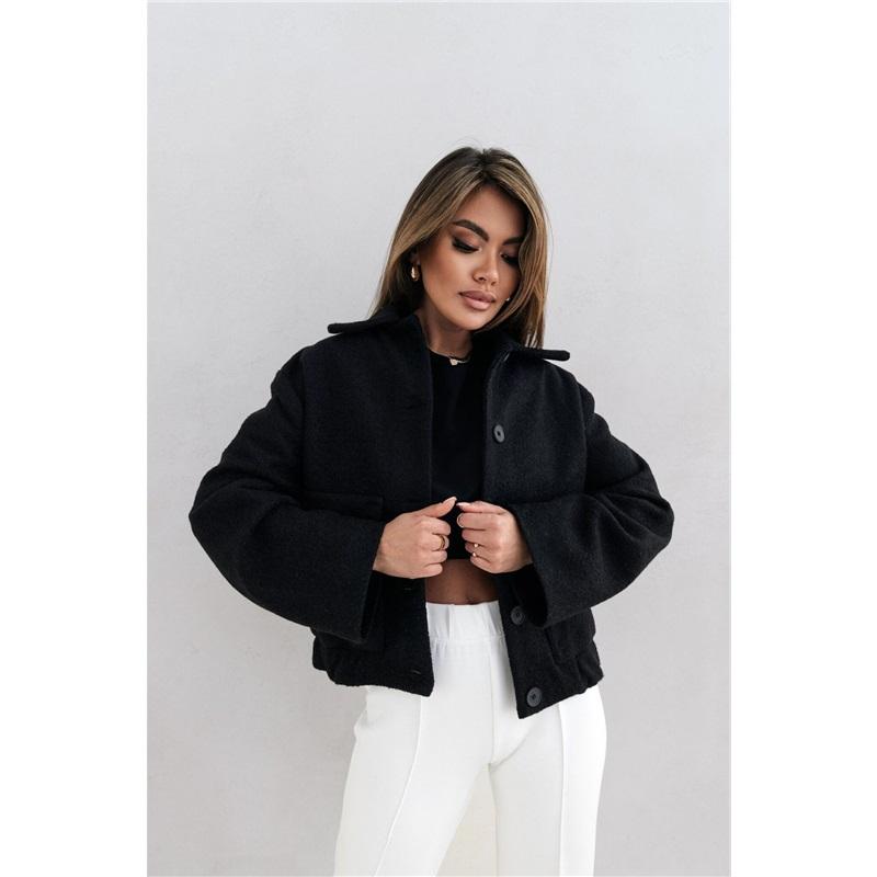 Womens Wool Coat Solid Color Pocket Breast Fashion New