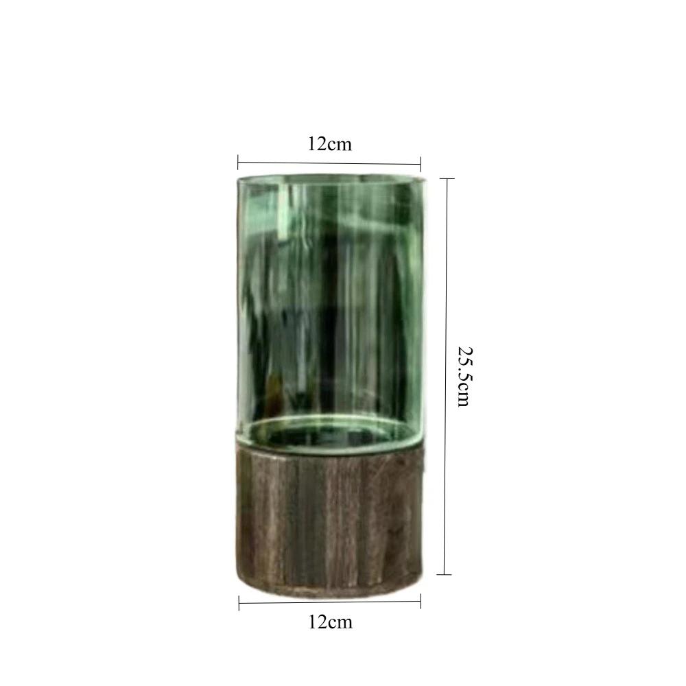 Minimalist Wooden Glass Vase for Hydroponic Plants Nordic Style Glass Vase Tabletop Floral Arrangement Home Decoration
