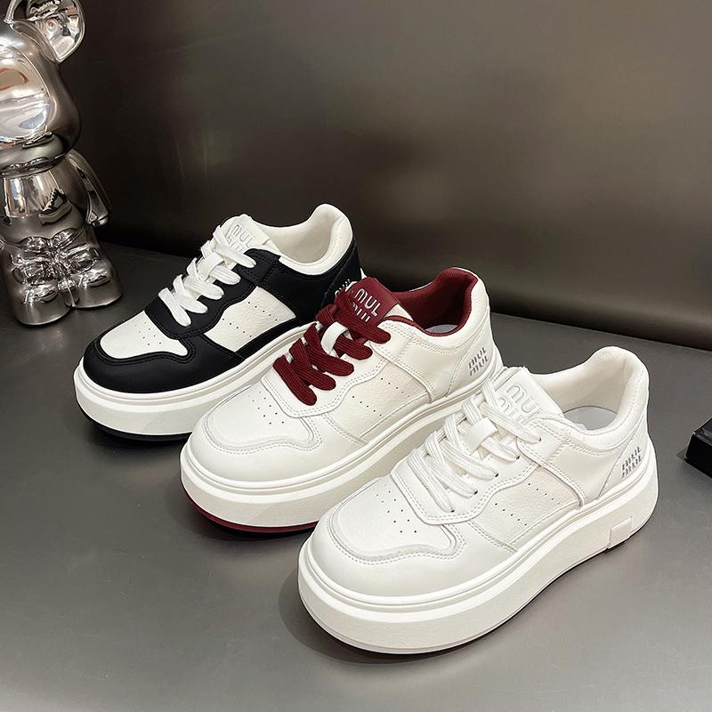 Fashion 2024 New Women's Shoes Leather Flat Shoes Spring Autumn Chunky Breathability Casual Sneakers Zapatillas Mujer