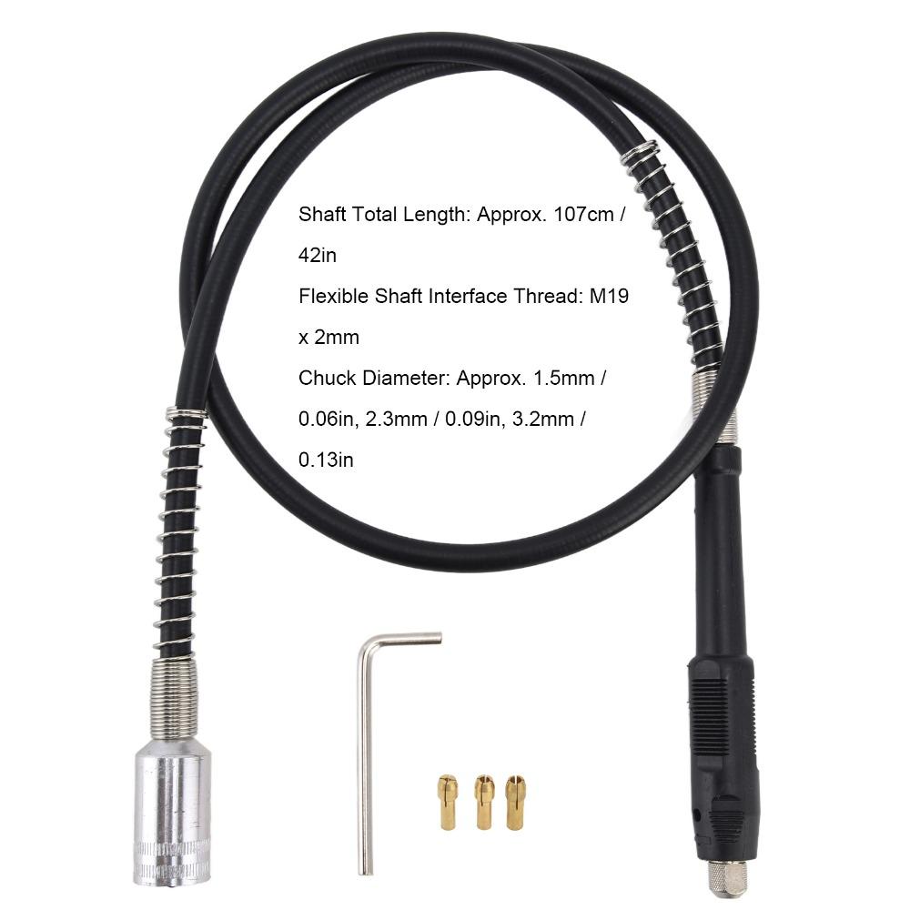 42-Inch / 107cm Length Flexible Shaft Rotary Tool Attachment M19x2mm Rubber Power Drill Extension Cord