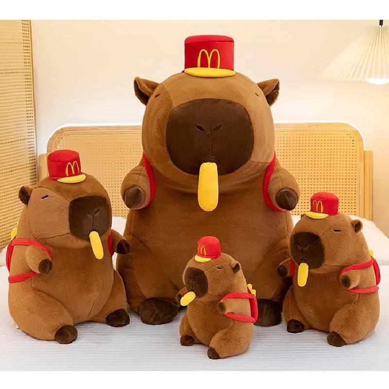 Plush Capybara Creative Toy Hat Fries Backpack Stretchable Poseable Gift Kids
