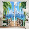 2 Pcs Seaside scenery print curtains,suitable for bedroom,living room kitchen decoration,home decoration,window decoration