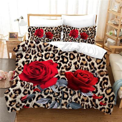 Love Bedding Set Leopard Rose Valentine'S Gift Soft Comfortable Duvet Cover Set 100% Dropshipping Bedclothes Luxury New