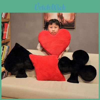 Classic Card Suit Plush Pillow With Soft Short Plush Cover For Home Decor And Lounge Comfort