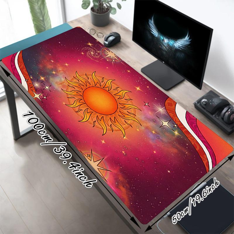 Cosmic Sun Xl Gaming Mouse Pad Nonslip Rubber Base Stitched Edge Waterproof Desk Mat For Pc Laptop Gamer Office Computer Accessories C92721
