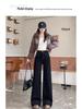 Autumn Winter 2025 High-Waist Black Jeans: Women's Slimming Loose Wide-Leg Pants