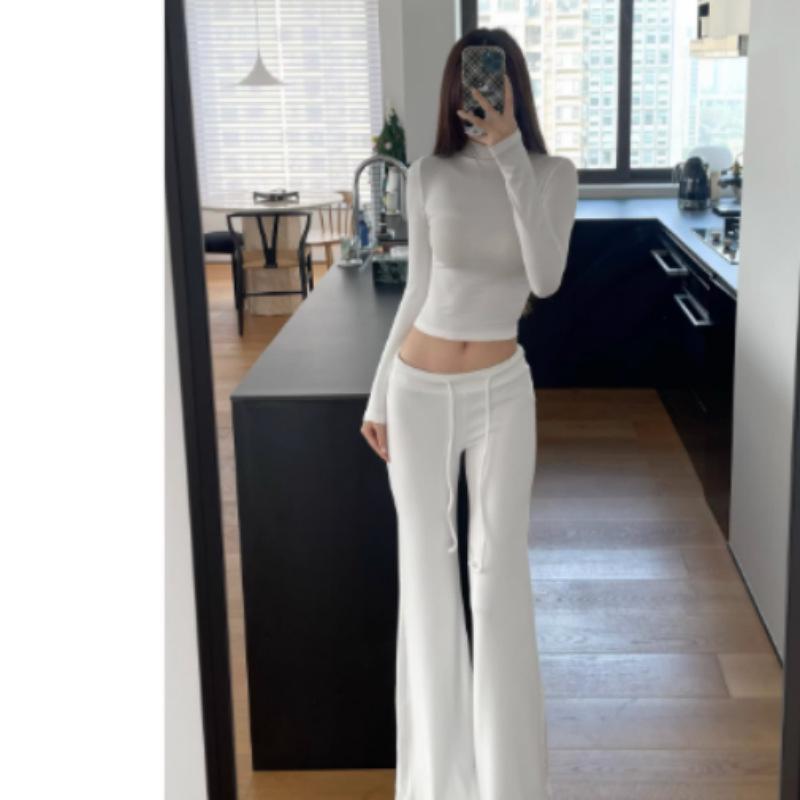 Women's Spicy Girl High Neck Long Sleeve Body-Hugging T-Shirt for Autumn/Winter