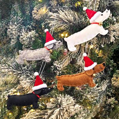 Decorações de Natal Pingentes de Desenho Animado Fofos Árvore de Natal Dachshund Pequenos Pingentes Pendurados Decorar Casa Suprimento para Festa