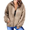 Women Turn-down Collar Winter Coat Long Sleeve Fur Coat Thick Warm Fleece Jacket Fluffy Zipper Cardigan Plus Size Solid Color Tops