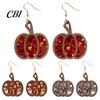 Hypoallergenic Earrings for Sensitive Ears 1 Pair Fall Thanksgiving Pumpkin Women, Wooden Festive Shaped Dangle Drop Earrings, Autumn Halloween