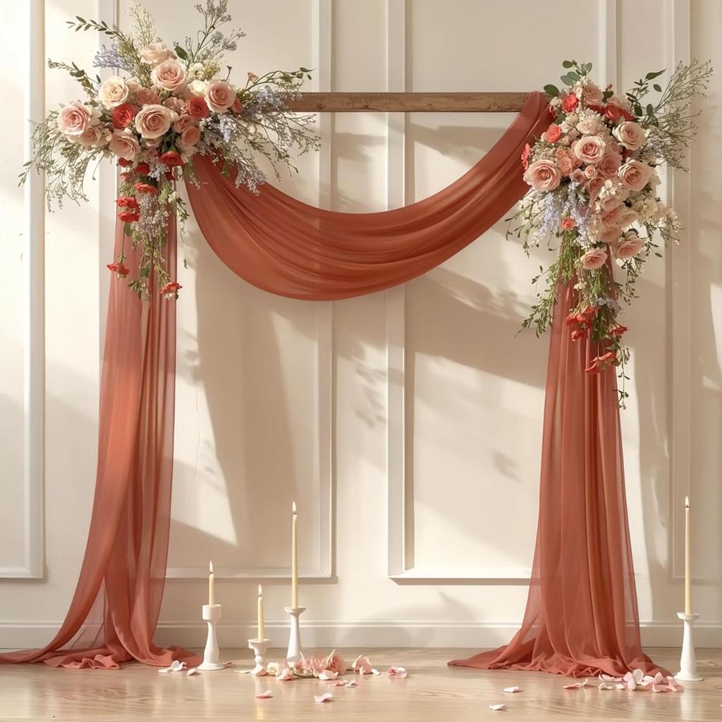 Wedding Arch Draping Fabric, 1 Panel 6/10M Champagne Sheer Backdrop Curtain Wedding Arch Decorations for Wedding Party Ceiling