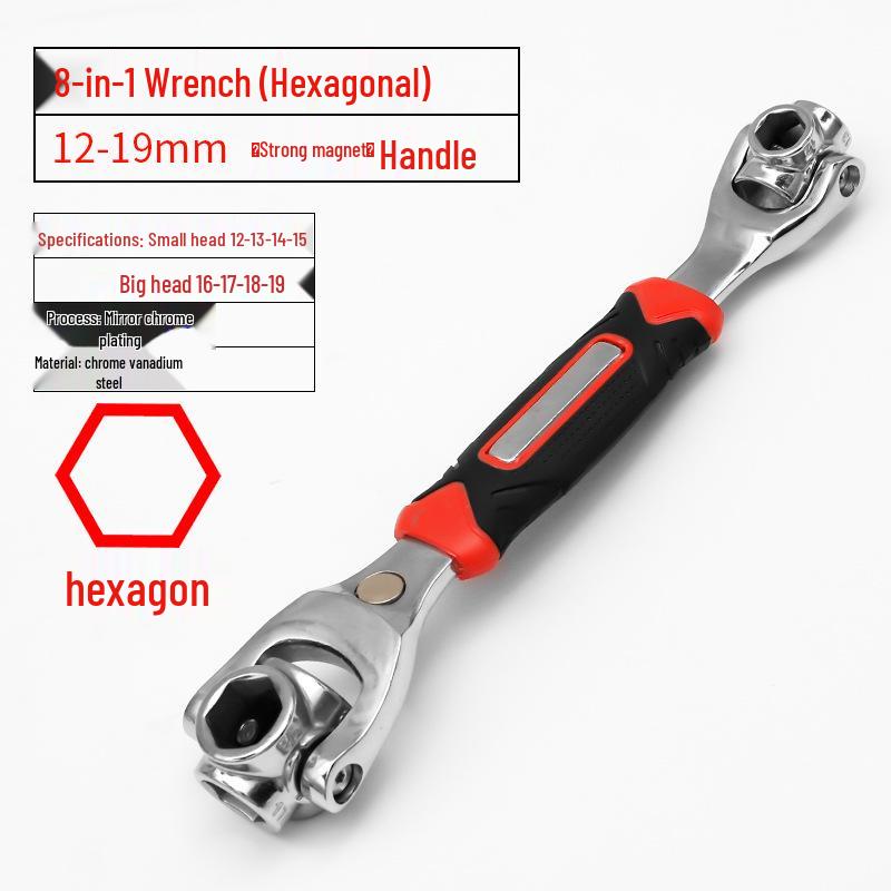 52-in-1 Multi-purpose Universal Socket Wrench Set with 360° Rotating Heads, 8 Pcs