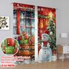 2pcs 2D flat printing Merry Christmas Popular Curtain Snowmen and Christmas trees3 100% Polyester Without Electricity Holiday