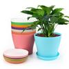Set of 8 Plastic Flower Pots 14 Cm with Saucers — Drained, Frost-resistant