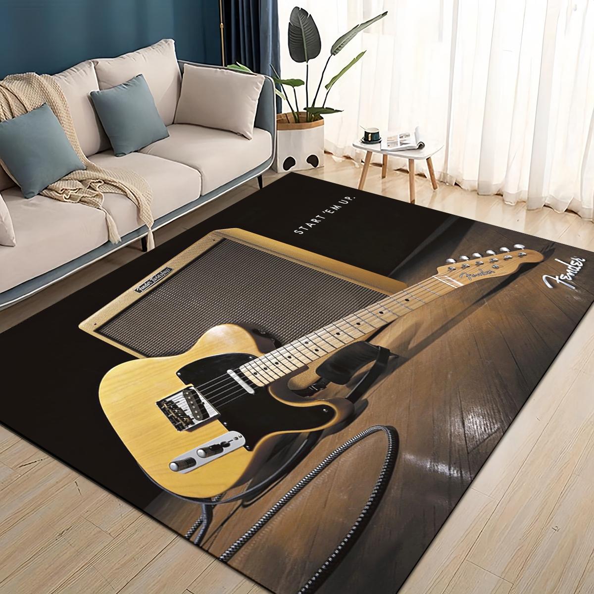 

3D Ретро Логотип Fender Килимок-Килим для Гітарних Інструментів Музики для Вітальні Спальні Дому Декорація Дивана, Дитячий Нековзкий Килимок для Підлоги 70x100cm( 27x39in )