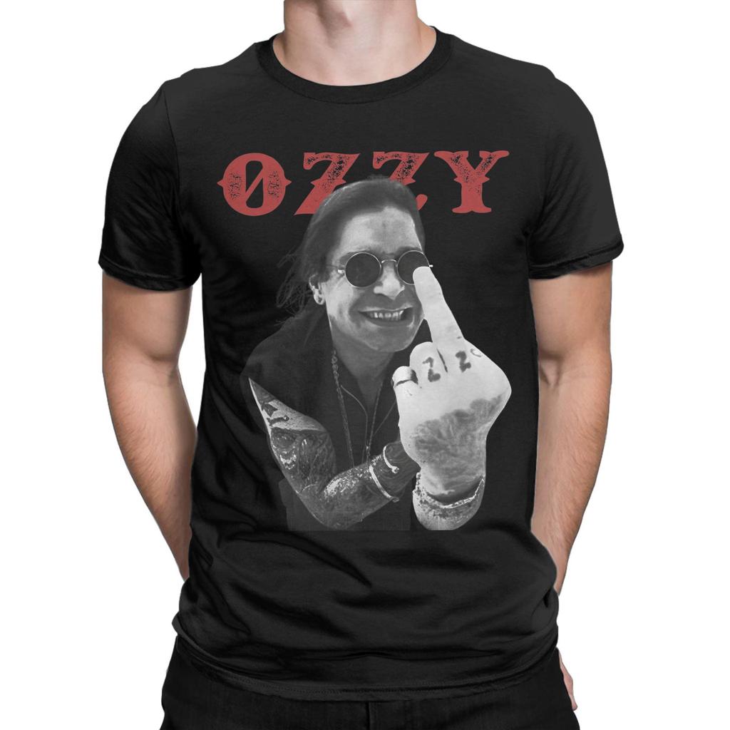 Ozzy Osbourne Middle Finger T Shirt Men's  Cotton Funny T-Shirts O Neck  Tees Short Sleeve Clothing 4XL 5XL 6XL