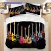 1PC Music, guitar Theme Bedding Quilt Set Quilt Cover Pillowcase Home Decoration Birthday Gift (1 * duvet cover + 2 * pillowcase, without core)
